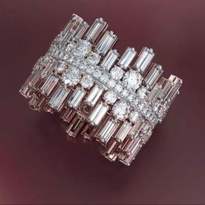 NEW 925 STERLING SILVER DIAMOND ROUND SQUARE RING